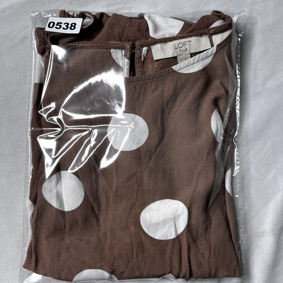 Loft‎ Plus Size 16 Brown Polka Dot Career Business Essential Blouse Pretty Woman - Picture 9 of 10